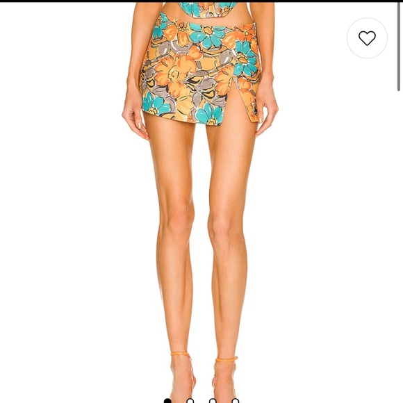 Miaou Mini Skirt in Parisian Flower Orange - Picture 2 of 6